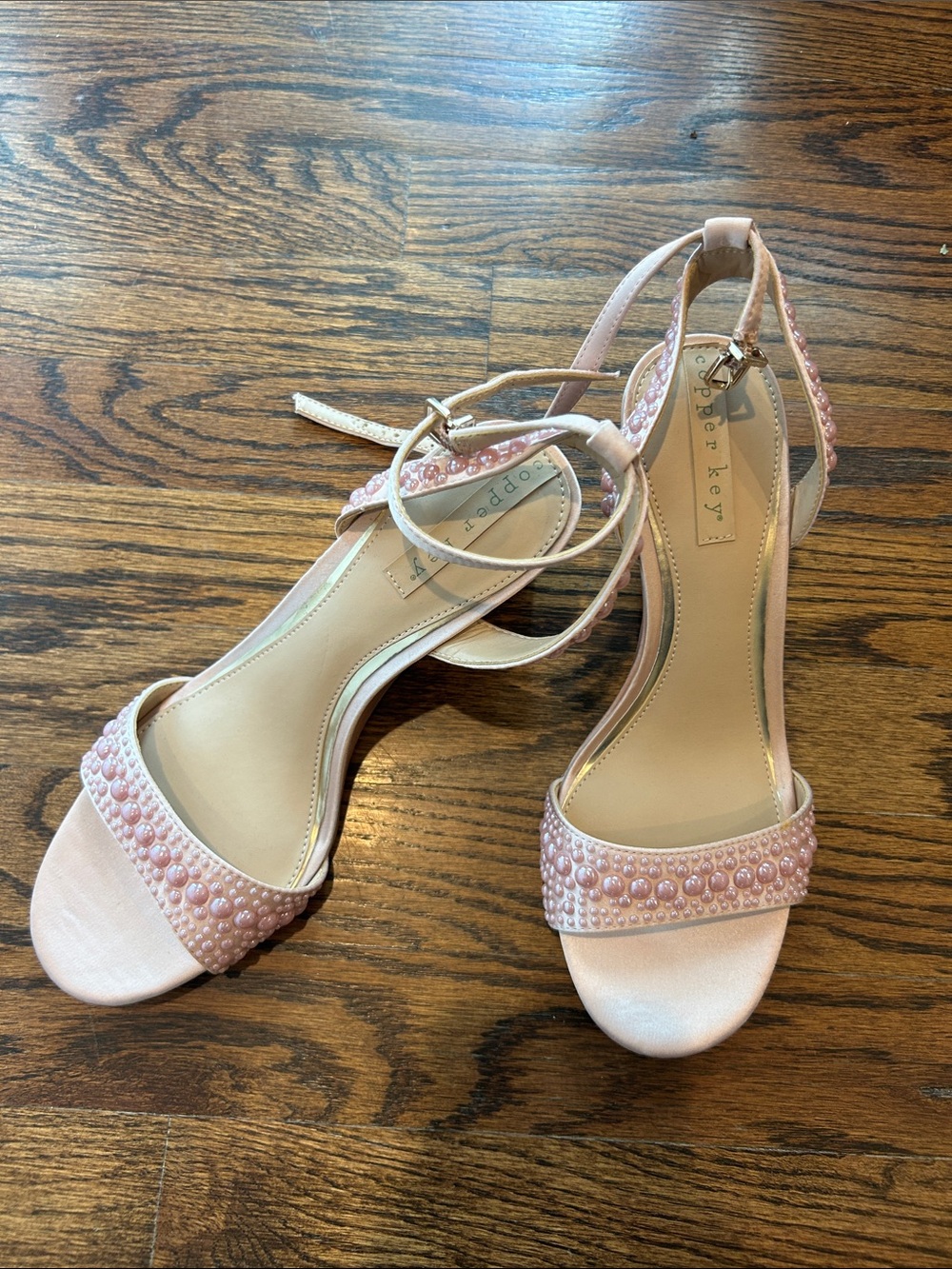Copper Key Blush Pearl Ankle-Strap Heels